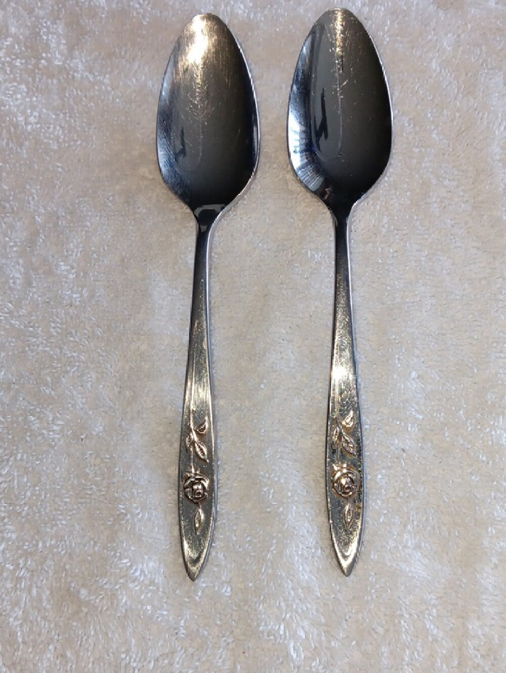 Vintage Oneida "My Rose" Stainless Steel Teaspoons - Set of 2